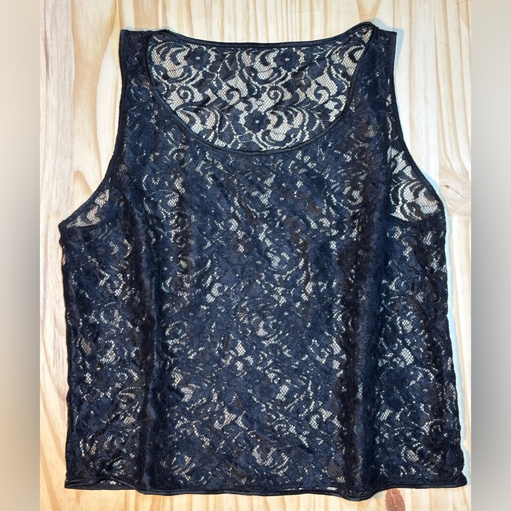 American Apparel Black Lace Tank Top